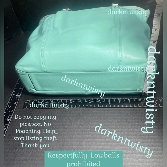 VTG Gorgeous Coach Leather Tote Robin’s Egg/Tiffany Blue NEAR PERFECT IMO Read! - Picture 3 of 12